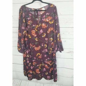 Terra & Sky 3x(24-26)Bell Sleeve Dress Maroon